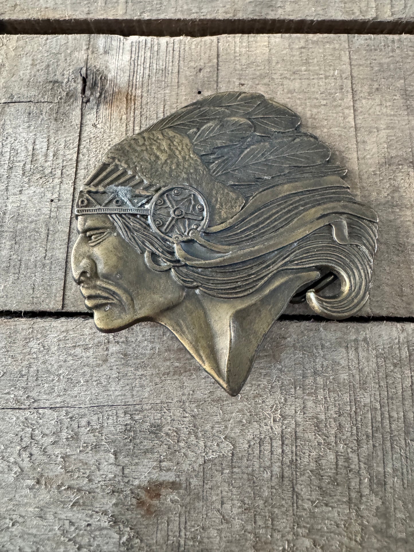 Bronze Indian Head Native Belt Buckle- Western Design Buckle