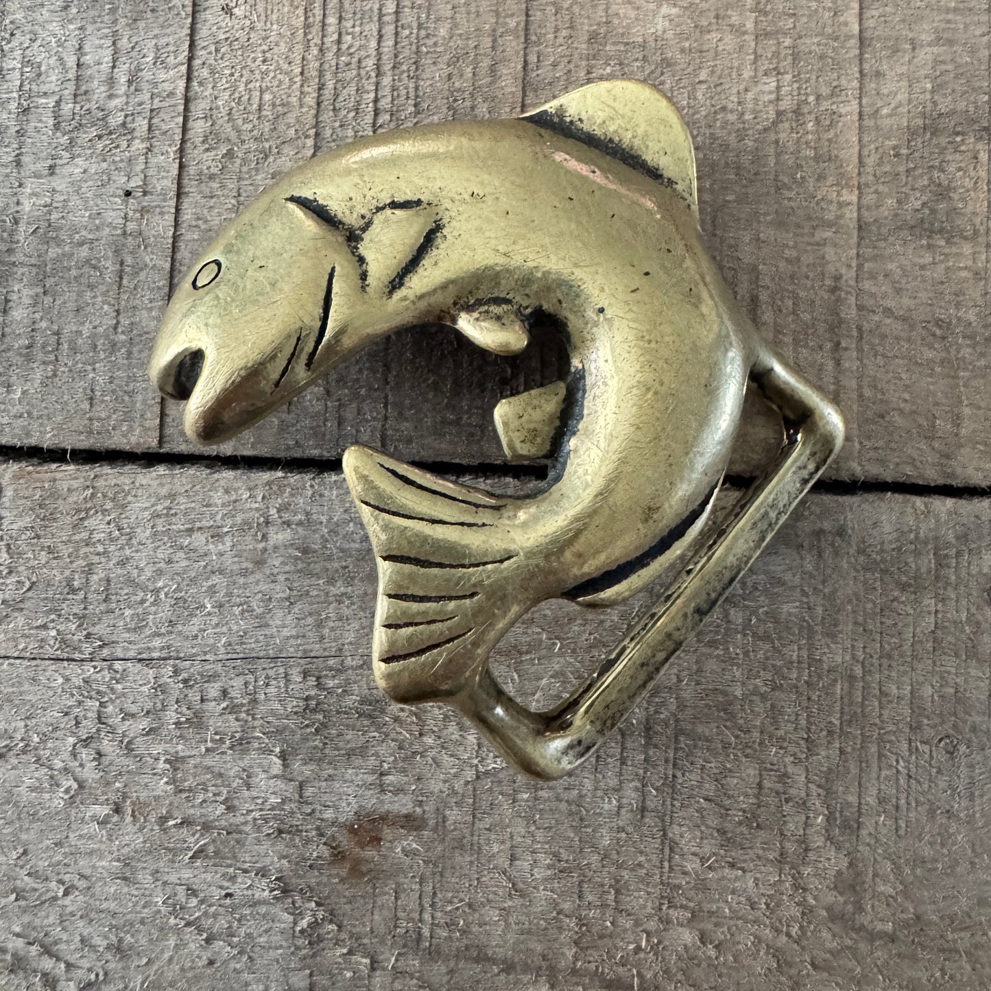 Solid Brass Fish Belt Buckle - Fisherman Core Trendy Belt Accessory