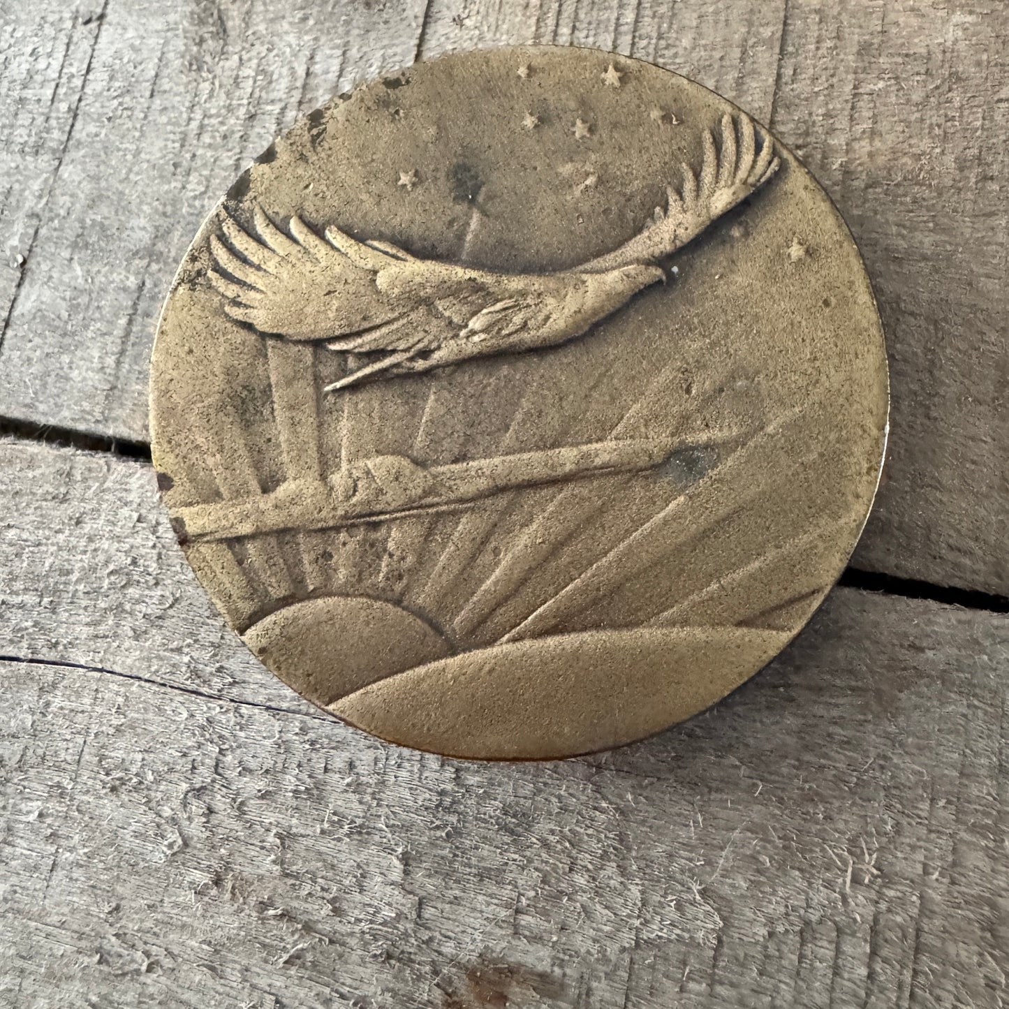 Vintage Brass Flying Eagle Belt Buckle Patriotic Western Accessory