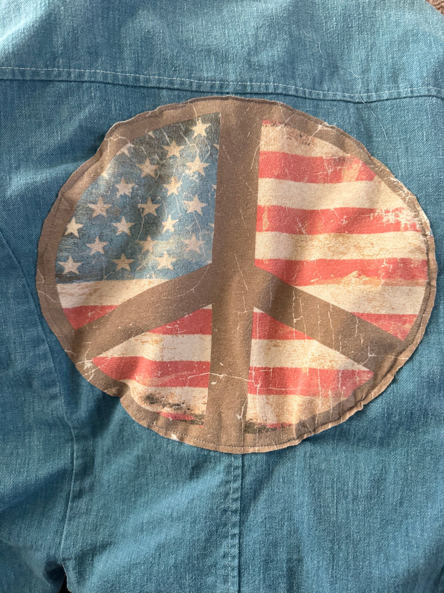 A Vintage Leisure Life Upcycled USA Denim Jacket - Western Retro Style - Blue Jacket