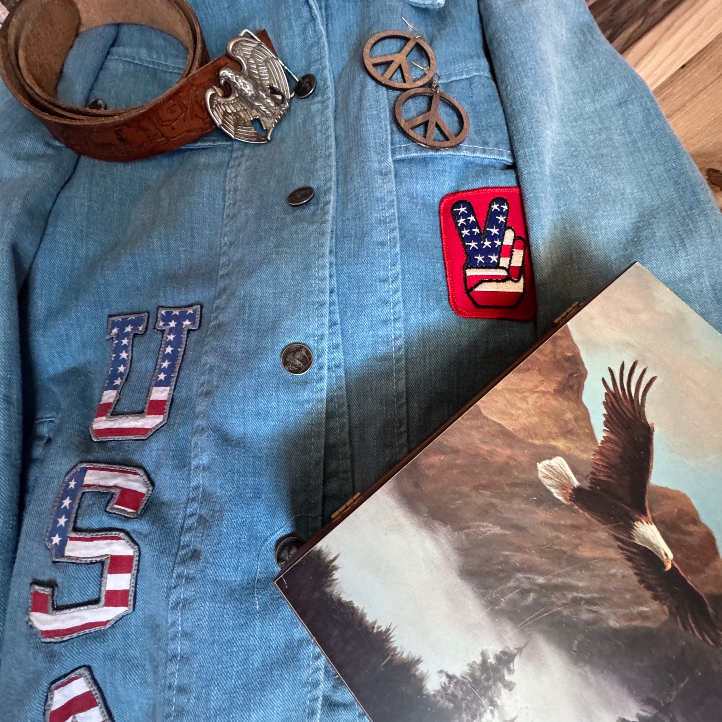 A Vintage Leisure Life Upcycled USA Denim Jacket - Western Retro Style - Blue Jacket