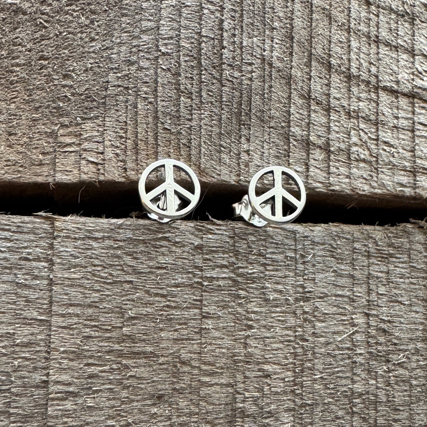 Tiny Sterling Silver Peace Sign Earrings