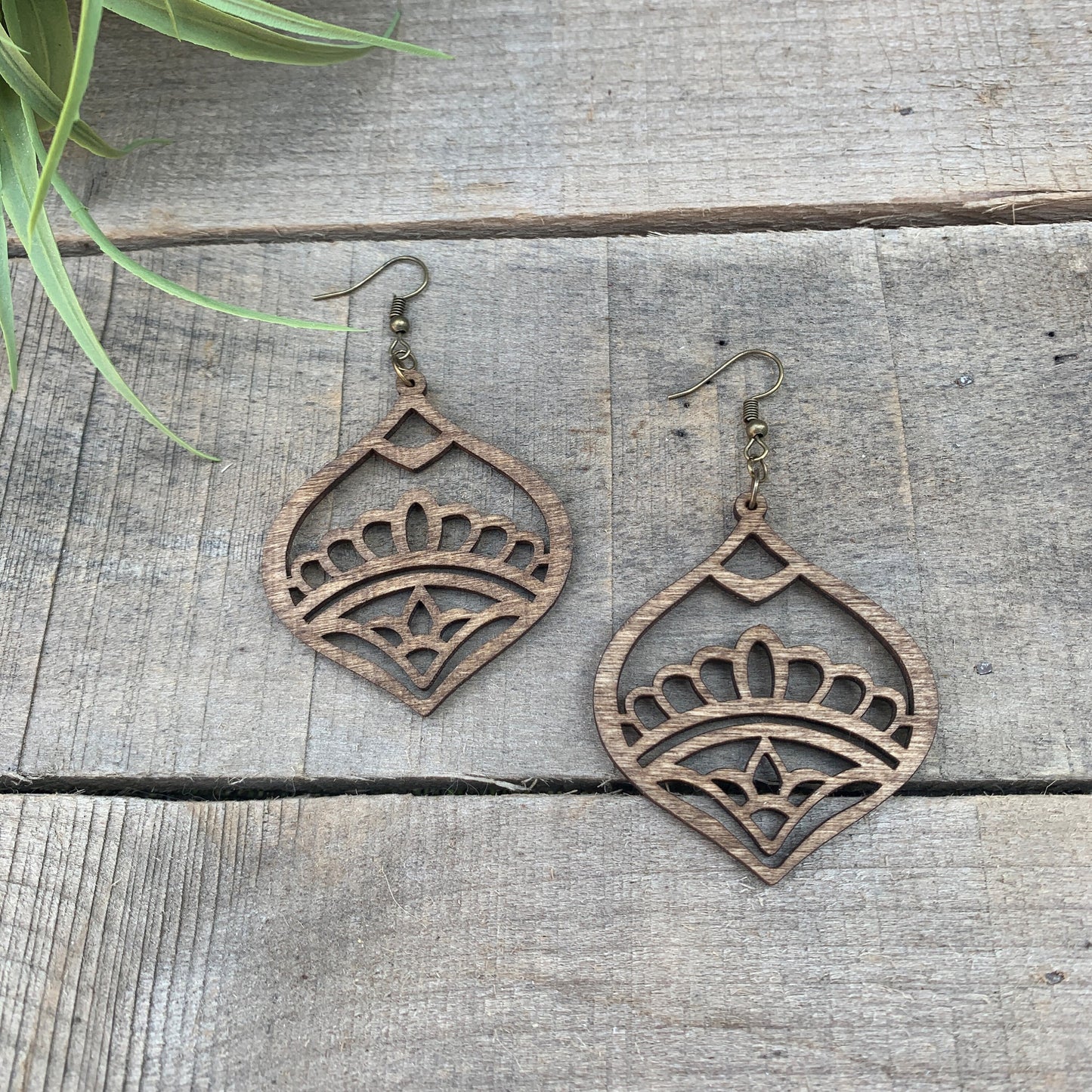 Wood Mandala Statement Boho Earrings  - Lightweight - Gypsy Style